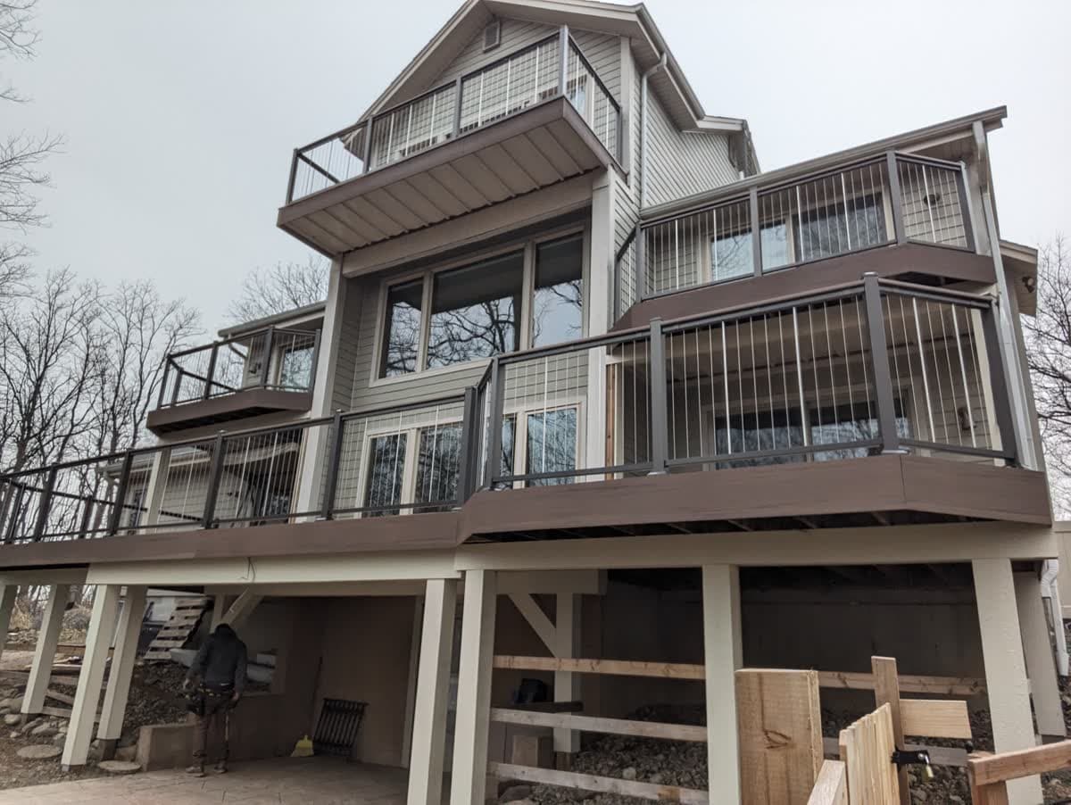Large elevated multi-level deck with covered under-deck space in the Milwaukee area